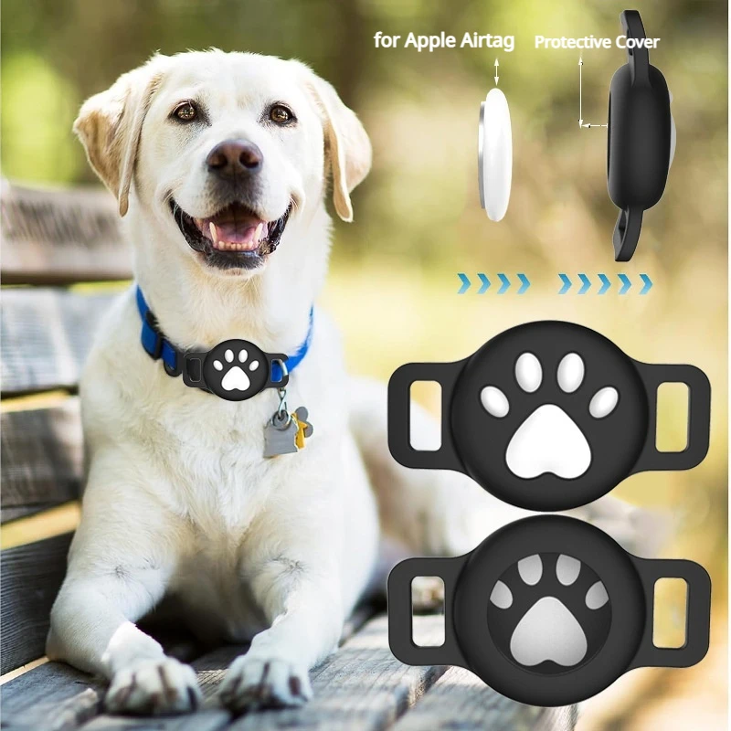 Eayburst Cat Dog Collar Airtag Holder,Elastic Silicone Waterproof Air Tag Case for Apple AirTag 1st/2nd Light Durable Holder