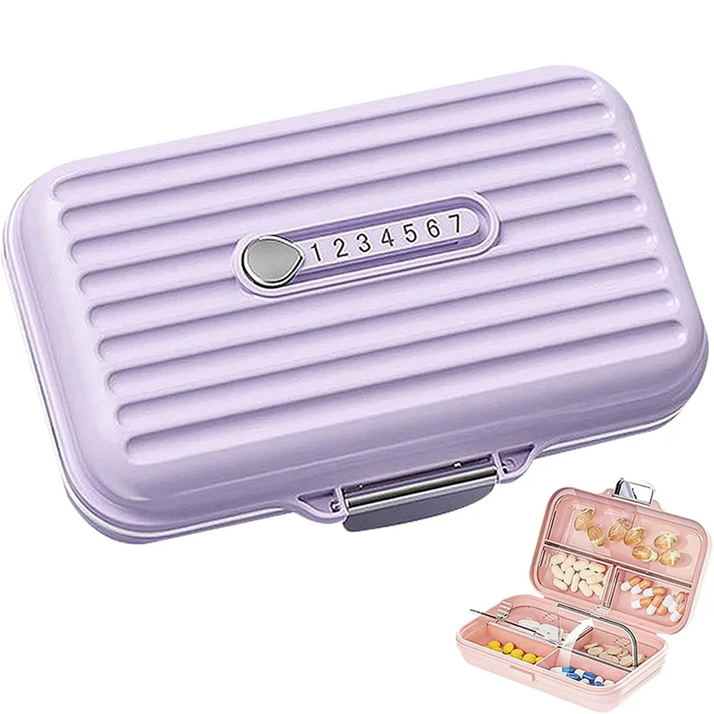 Wasserdichter, versiegelter 7-Fächer-Wochenpillenbehälter, transparenter tragbarer Mini-Tabletten-Organizer für Reisen und tägliche Medikamente.