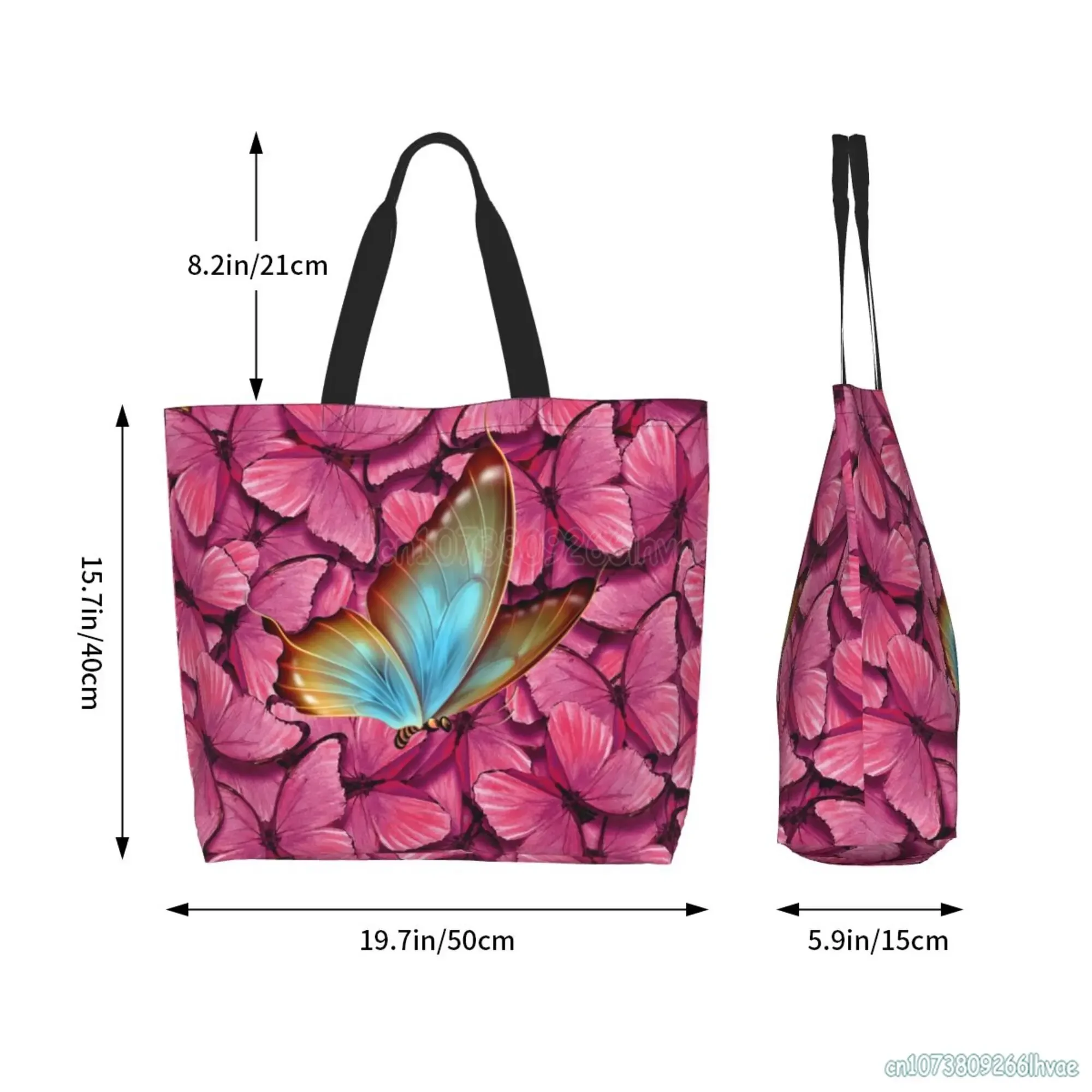 حقيبة كتف على شكل فراشات ملونة، حقائب حمل محمولة، حقائب تسوق بقالة ذات سعة كبيرة، حقيبة خفيفة الوزن وقابلة لإعادة الاستخدام وقابلة للطي