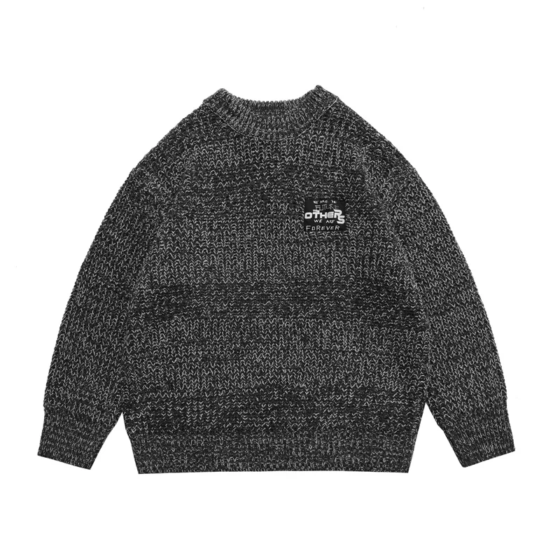 Raf Simons Sweater 1:1 Black Vintage Tagline Loose Crew Neck Knit Wool Sweater Mens Womens Oversized Raf Simons Sweater