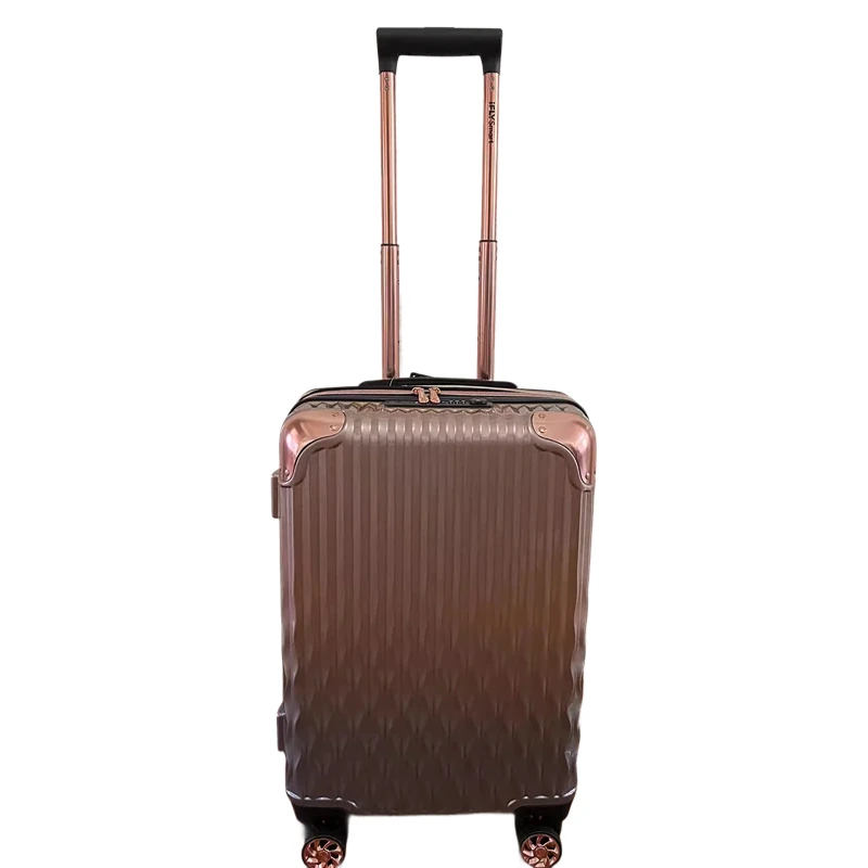 

Carry On Luggage, Lightweight PC Suitcase with USB Port, Black Rose Gold Gradient Hardshell Trolley Bag, Silent 360° Wheels