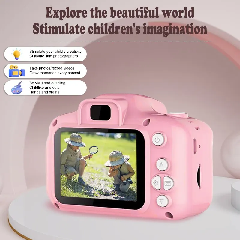 Mini Crianças Brinquedos Câmera Digital, Sessão Fotográfica, Vídeo HD 1080P, Crianças, Presentes do Bebê, Tela 2.0 ", Enviar Cartão de 32GB TF