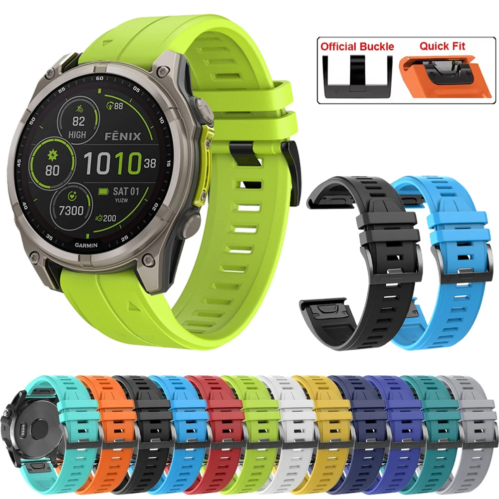 1:1 Fenix7 Watch Band For Garmin Fenix 8 47mm 51mm E 7 7X 6 6X 5 5X/Epix Pro/Enduro 3 QuickFit 22mm 26mm Silicone Strap Bracelet