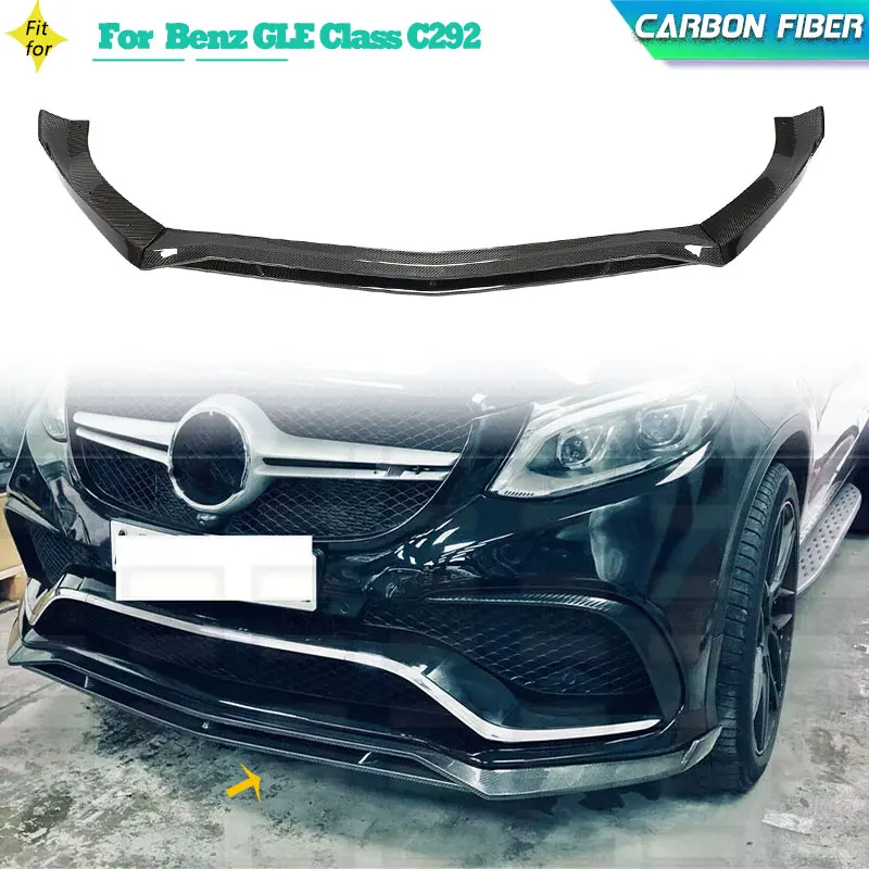 Carbon Fiber Car Front Bumper Lip Spoiler for Mercedes-Benz GLE Class C292 GLE63 AMG 2015-2018 Front Lip Chin Apron Bodykit FRP