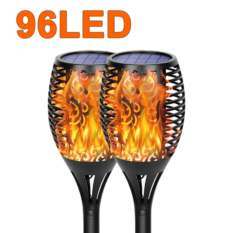 12/33/96LEDs Solar Flame Zaklamp Flikkeren Licht Waterdichte Tuin Decoratie Outdoor Gazon Pad Yard Patio vloerlamp