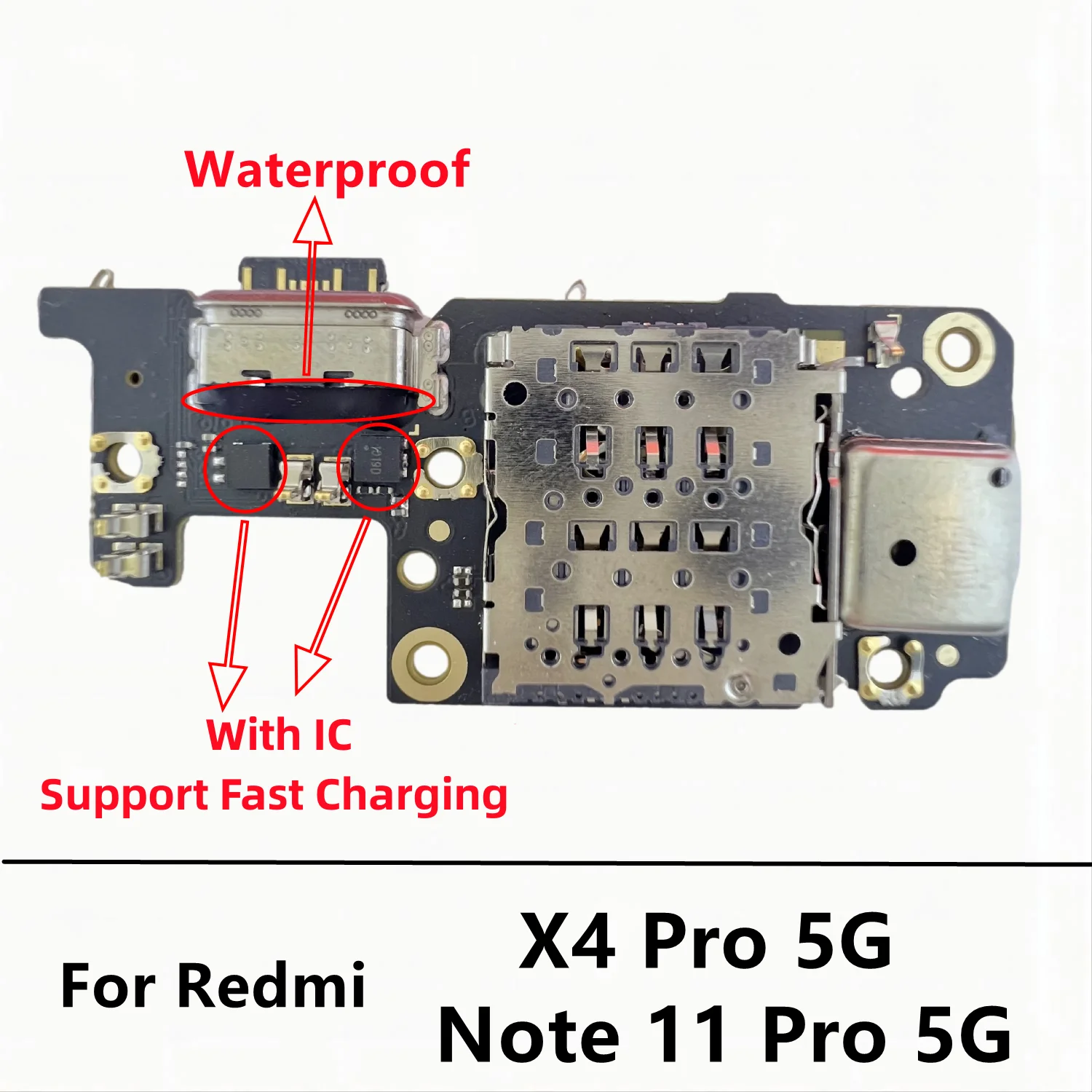 20 Pz/lotto Caricatore USB Per Redmi Nota 11 Pro Plus 5G Dock Connettore Scheda Porta di Ricarica Cavo Della Flessione Parti di Ricambio