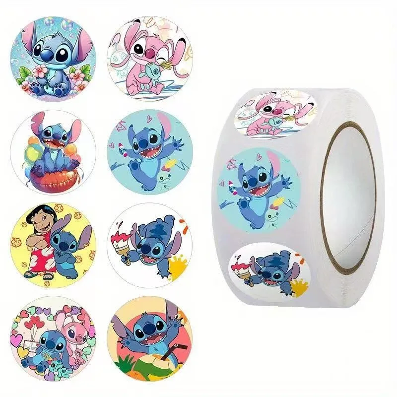 Disney Cartoon Aufkleber Rolle/500 süße Stich My Melody Kuromi Belohnung Aufkleber Student Handbuch Geschenk Dekoration Aufkleber