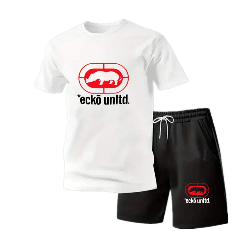 

New Summer Men's Casual T-Shirt and Shorts Two-Piece Set Relaxed Fit Men's Short-Sleeve Breathable Athletic Set Two-Piece Set