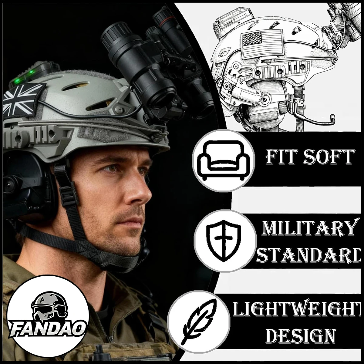 

Full Set of TW 3.0 Tactical Helmet Set, Multifunctional Communication Version Outdoor NVG Dummy Model Airsoft Helment Equipment