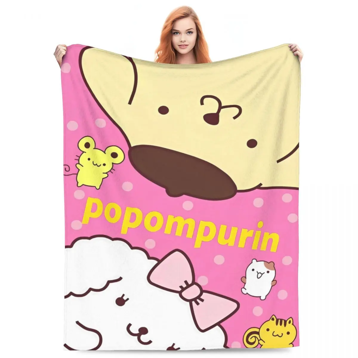 Pom Pom Purin Miniso Blanket Super Soft Plush Throw Blanket Travel Picnic For Living Room Decorative Flannel Bedspread Bed Cover