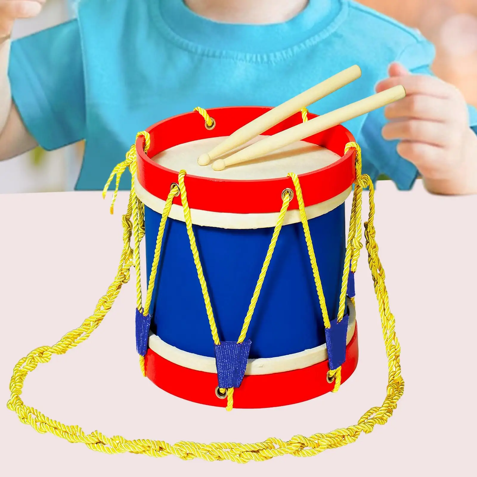 Kids Marching Drum Enhance Fine Motor Skills Boys Girls Gift Practice Hand Eye Coordination 22cm for School Family Kindergarten