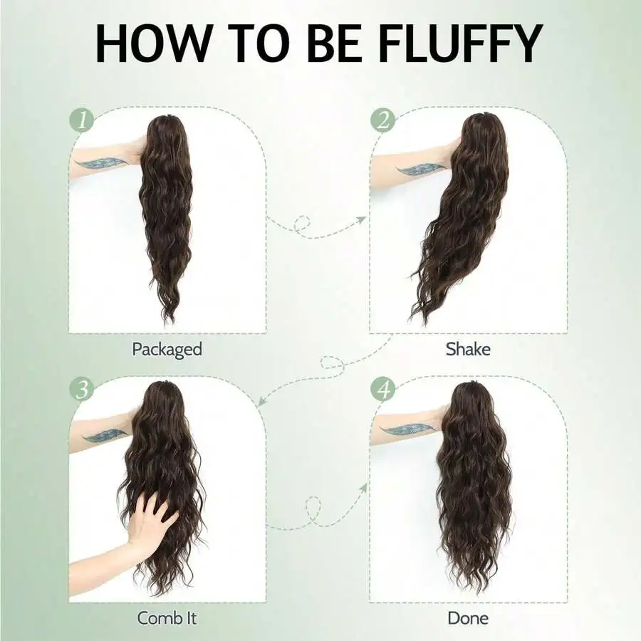 Extension de queue de cheval pince à griffe dans les Extensions de cheveux de queue de cheval griffe synthétique Extension de queue de cheval bouclée pour les femmes 18 pouces vague bouclée