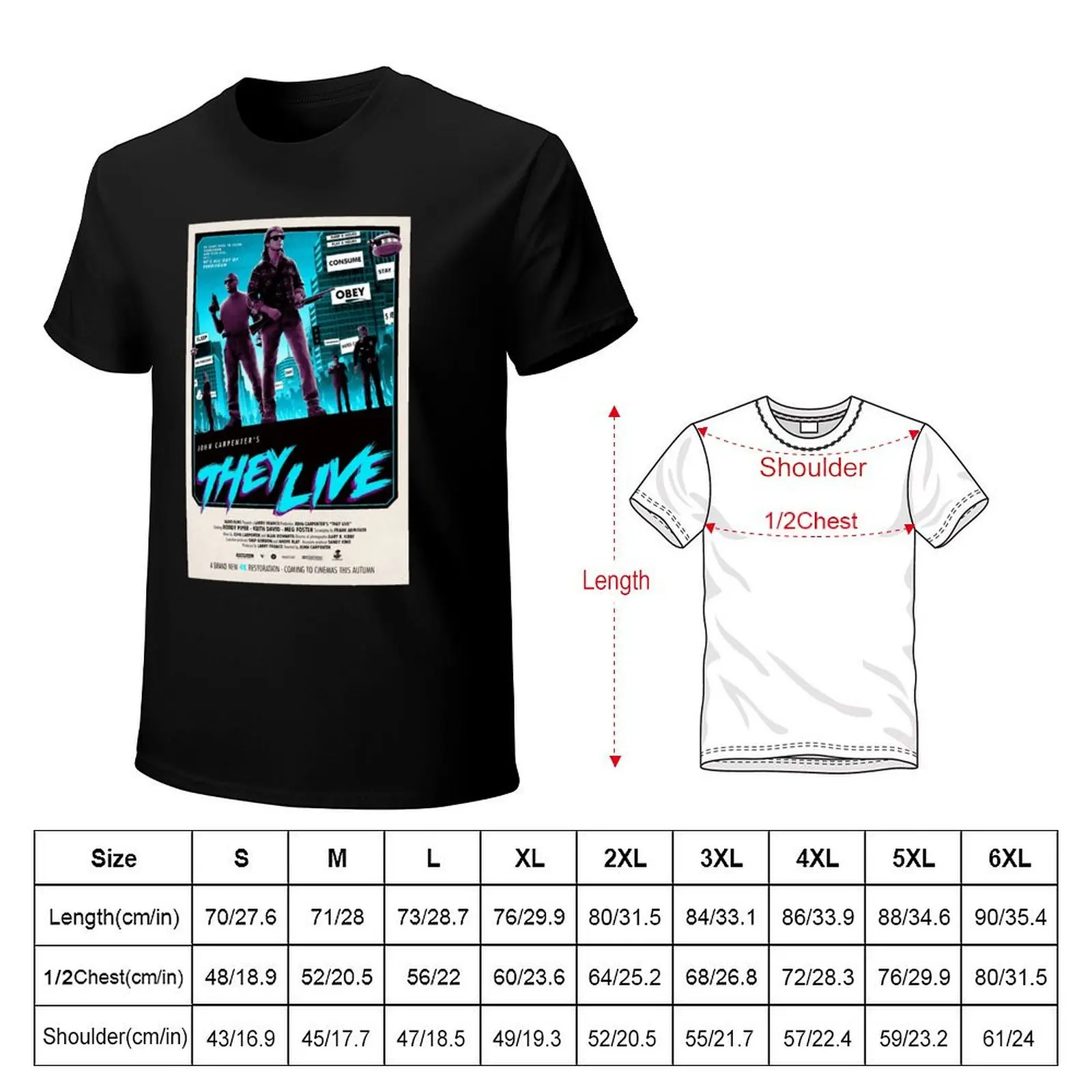John Carpenter&x27;s They Live Fan Made Poster T-Shirt Big and Tall Casual T-Shirt