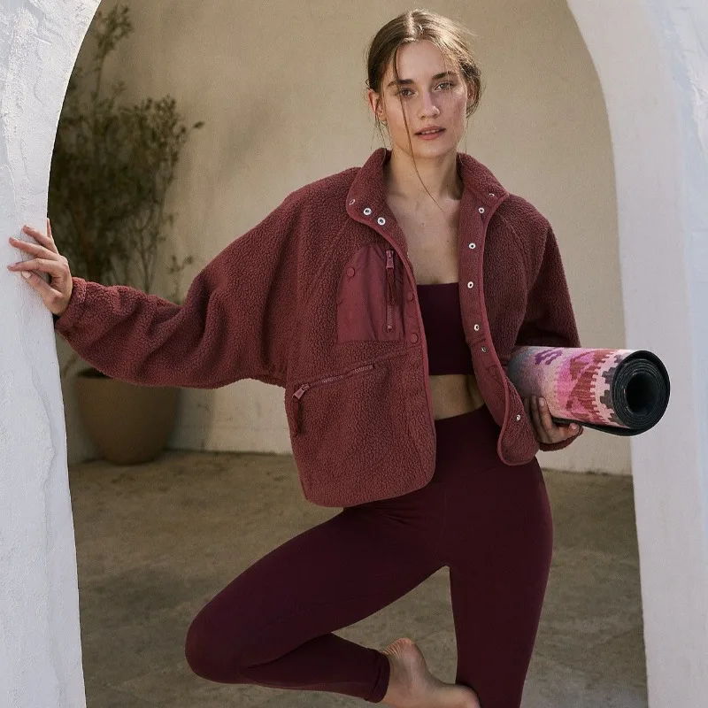 

Winter 2025 Women's European and American Sheep Velvet Stand Collar Jacket Lightweight Warm Loose Fit Single-Breasted Sport