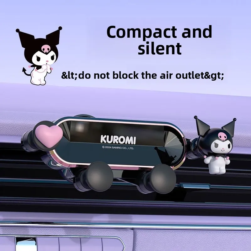 

kuromi cartoon cute cool car mobile phone bracket fully automatic car cute navigation bracket air outlet snap-on gift wholesale
