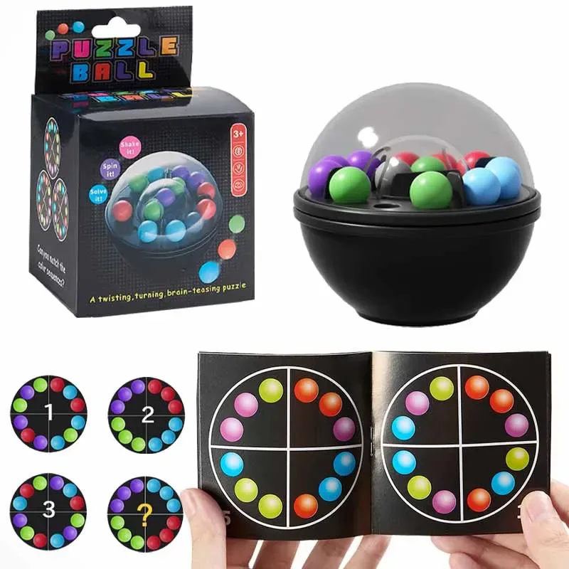 

3D Brain Teasers and Puzzle Games,Rotating Magic Bead Puzzle Ball Fidget Toys Logical Thinking Intellectual Game for Kids Adults