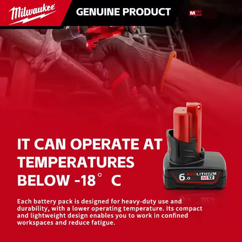 

Milwaukee 12V 6000mAh M12 Battery for Milwaukee M12 48-11-2411 48-11-2420 Cordless Tools Replacement Battery Pack