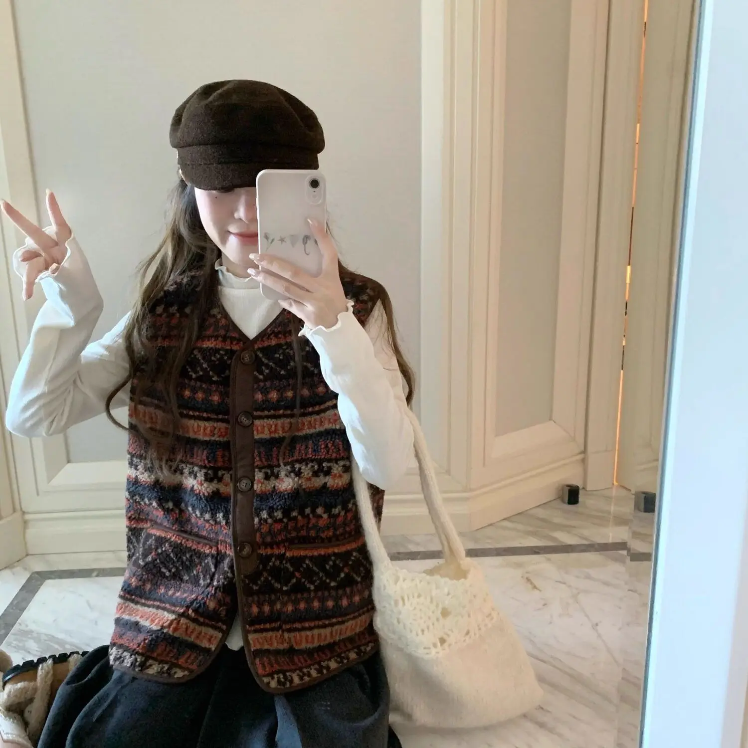 Diseño artístico vintage Casual en capas 2025 Otoño Invierno Nuevo chaleco en capas Bloque de color