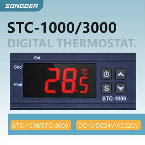 STC-1000 3000 Dual Relay Digital Temperature Controller Thermostat 12V 24V 220V LED Display for Incubator Aquarium