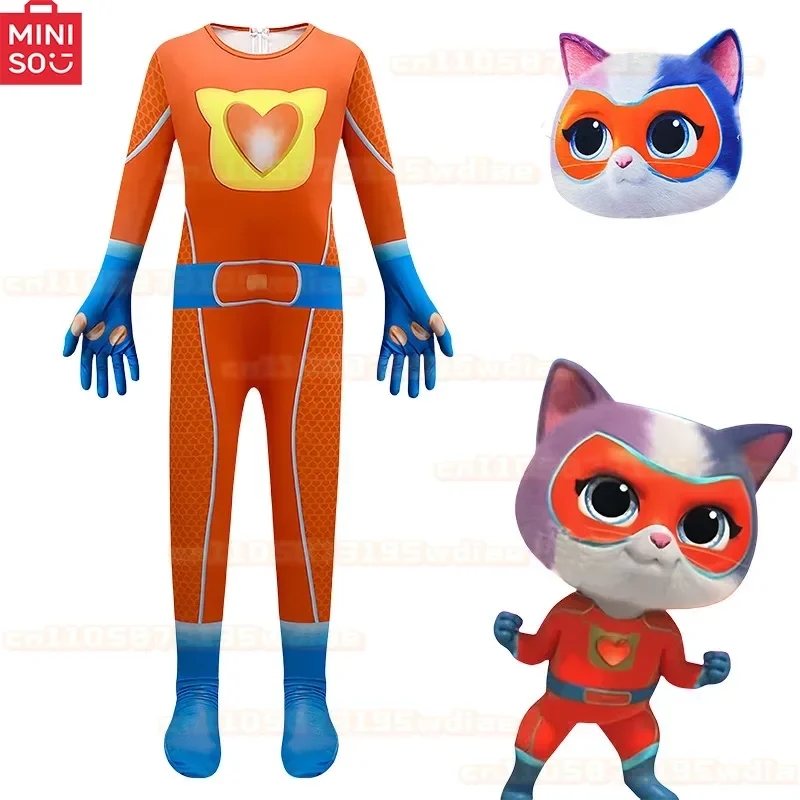 MINISO SuperKitties سوبر القط فريق تأثيري حلي أداء الزي دنة بذلة القط تأثيري حلي للجنسين فستان بتصميم حالم