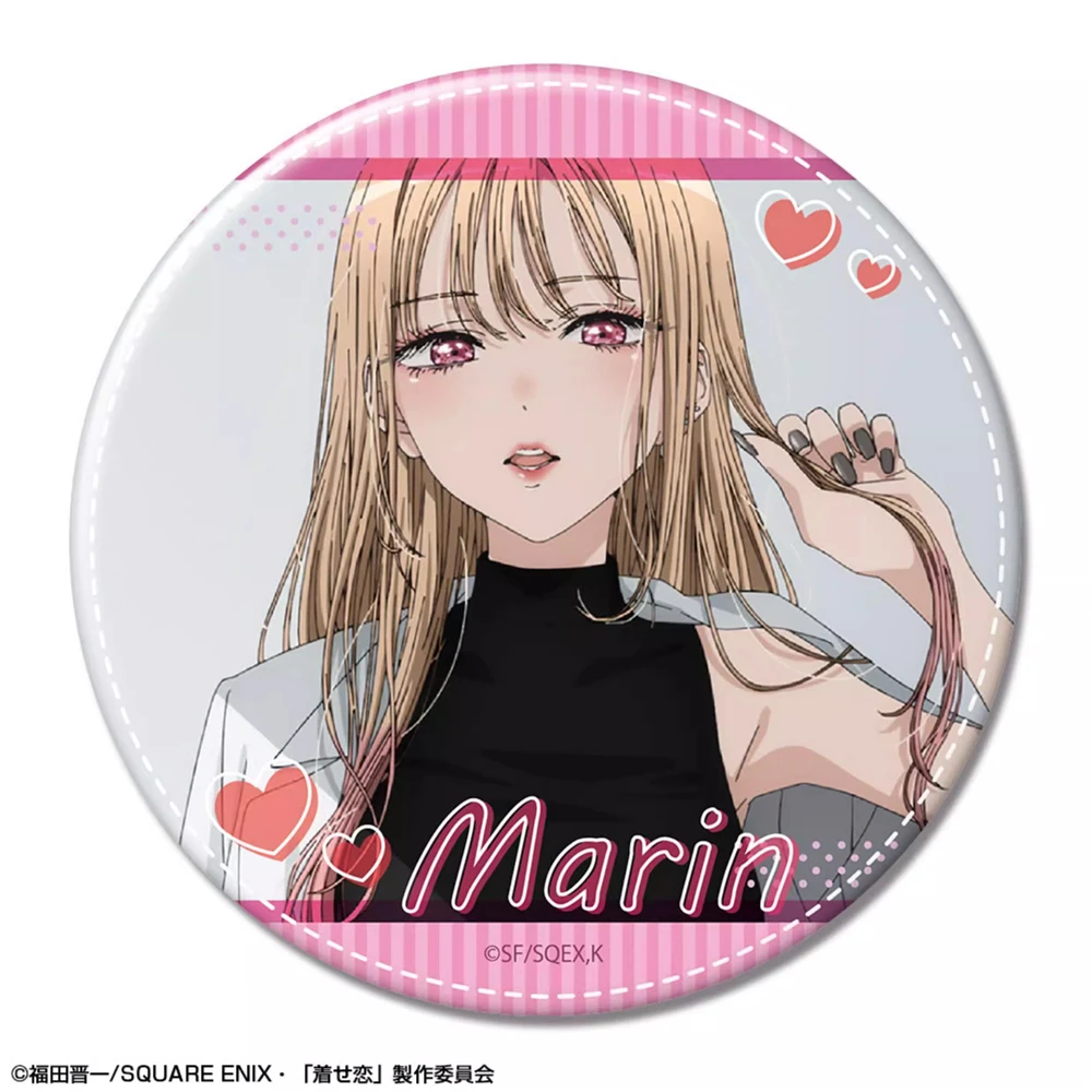 58mm Anime My Dress-Up Darling Kitagawa Marin Cosplay COSTUME Badge Pin SPTE Tinplate Brooch﻿ Prop