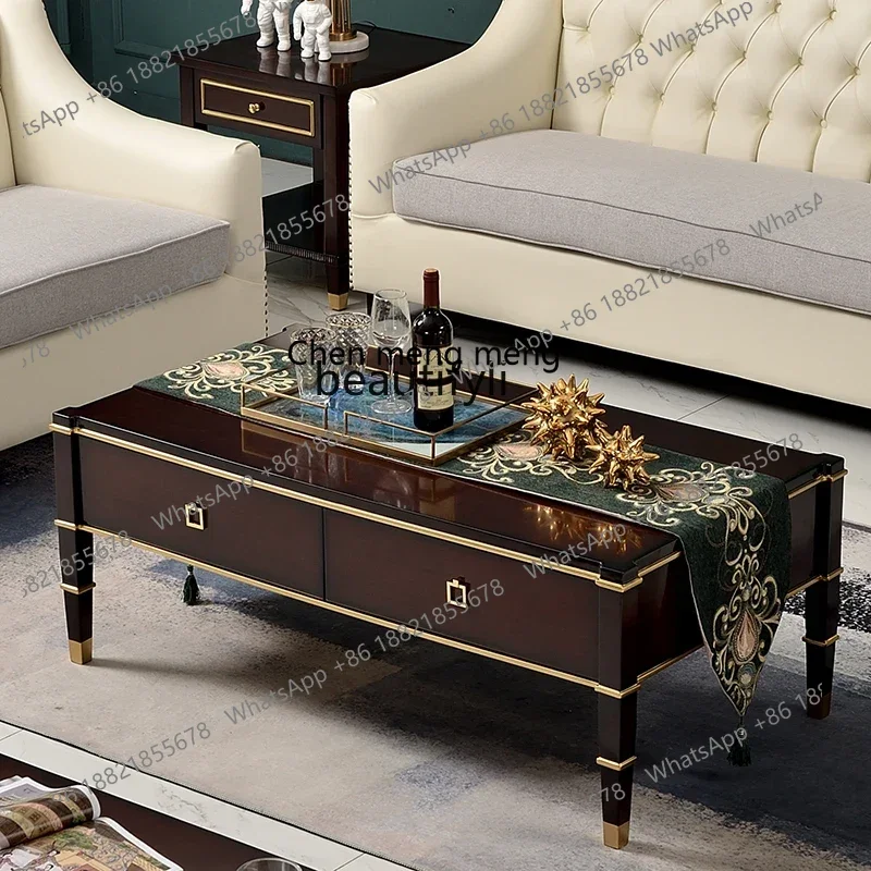 

ss8350 American light luxury solid wood coffee table modern simple living room small apartment coffee table model room furniture