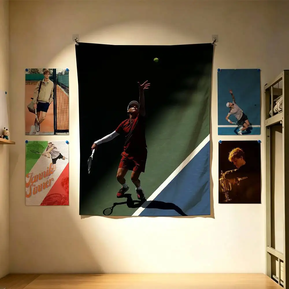 Jannik S-Sinner Italian tennis superstar  Flags Wall Hanging Background Art Banner for Bedroom Home Outdoor Decor