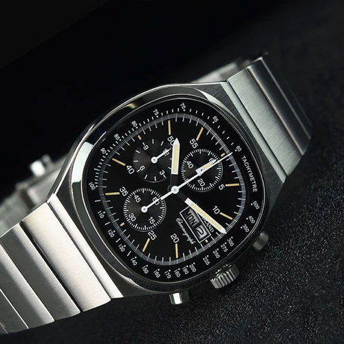 Imagen 2 del producto Hruodland, relojes Retro con cronógrafo de cuarzo para hombre, reloj de pulsera con cristal de zafiro y acero inoxidable a la moda, reloj para hombre F-022