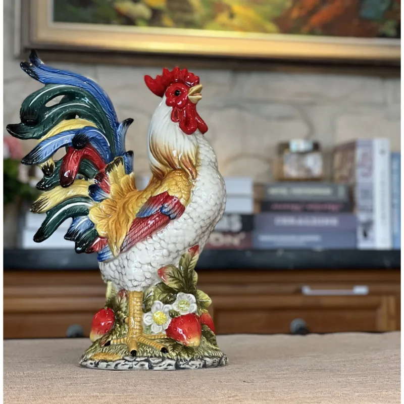 Indoor Feng Shui Simulated Animals Strawberry Rooster Craft Ornaments Living Room Ceramic Decor Wine Cabinet Home Accessories