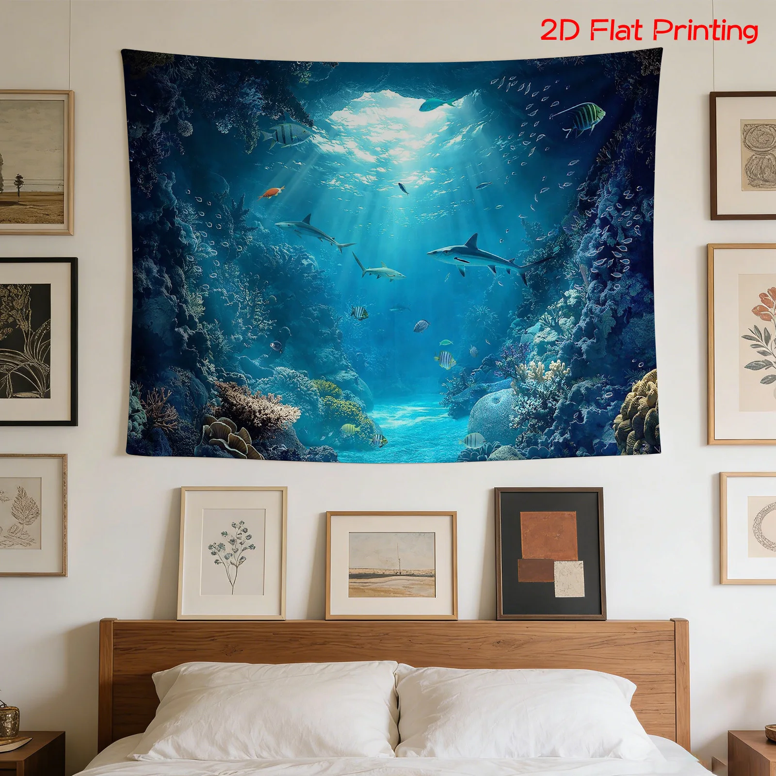 Большой настенный гобелен с из – обзор и цена Aquarium Blue Marine Reef