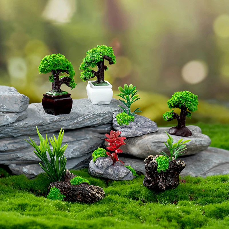 Micro Landscape Creative Potted Welcoming Pine Bonsai Dollhouse Gardening Decor Car Decoration Desktop Small Ornamentst