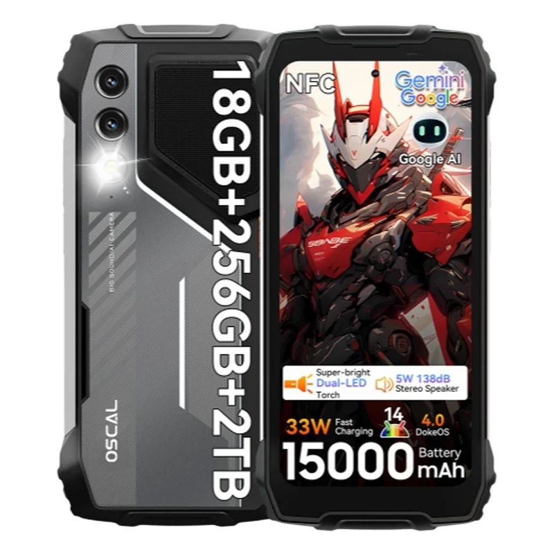 Blackview OSCAL PILOT 1 Rugged Phone, 6GB 256GB Smartphone Helio G81, 6.67'' Display Mobile Phone With 15000mAh, NFC Cellphones