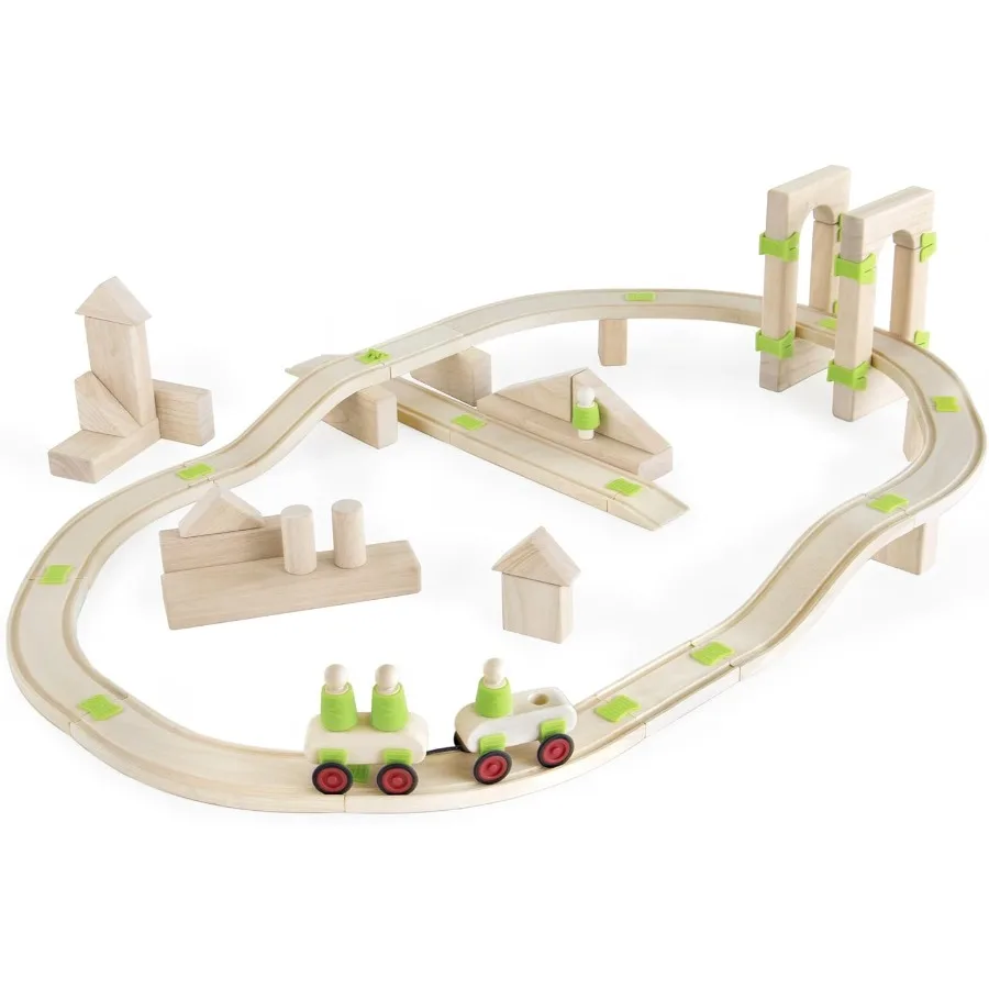 

Block Science Foundation Set A - 55 Piece Set of Wooden Blocks: Kids STEM Learning Creative Educational Toy