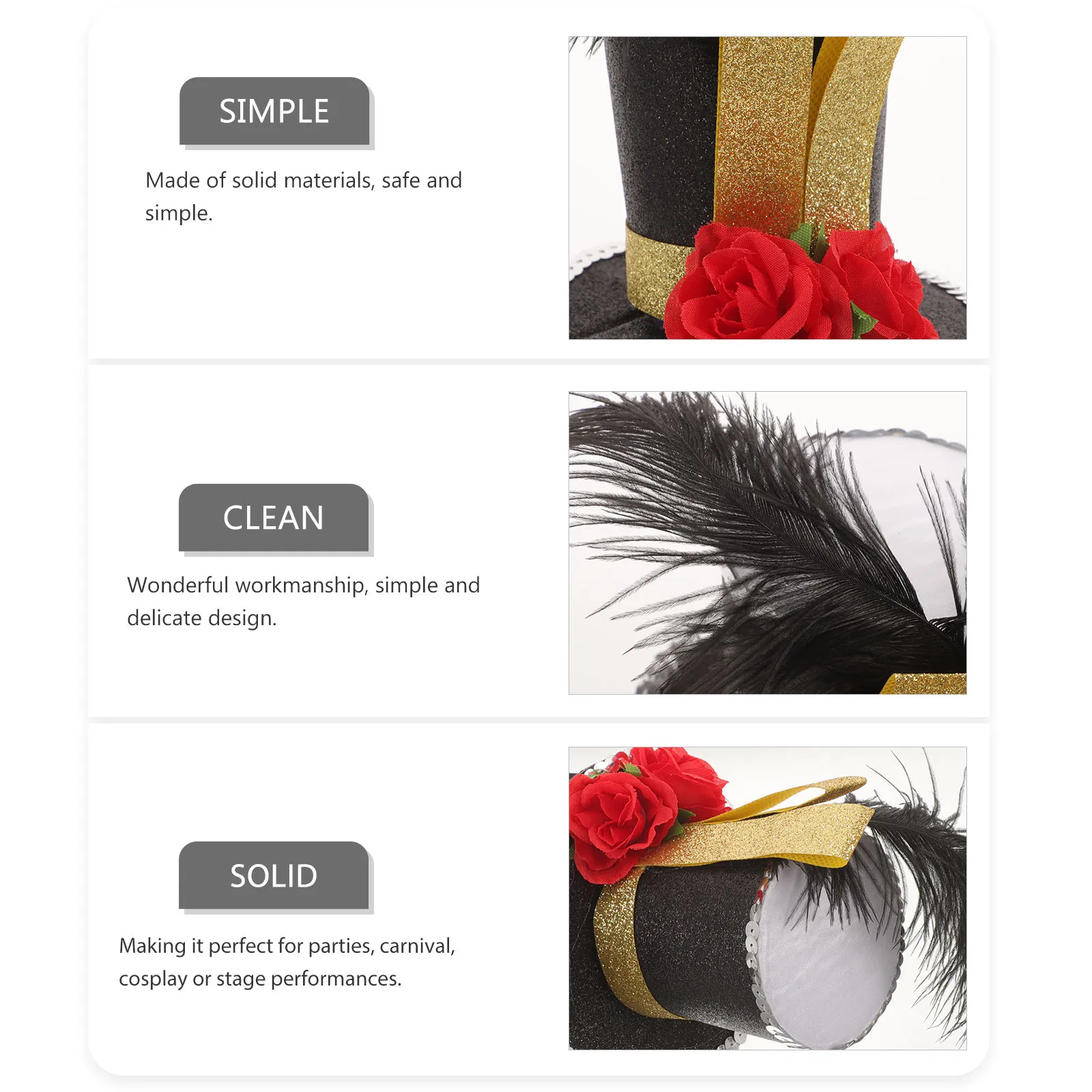 

Mini Retro Top Hat Headbands for Women Party Hats Festival Plastic Masquerade Miss Costume Fancy