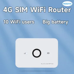 HOSAYA 미국 4G SIM 카드 와이파이 라우터, LTE 모뎀, 10 와이파이 사용자 포켓 MIFI 핫스팟 내장 배터리, 휴대용 와이파이