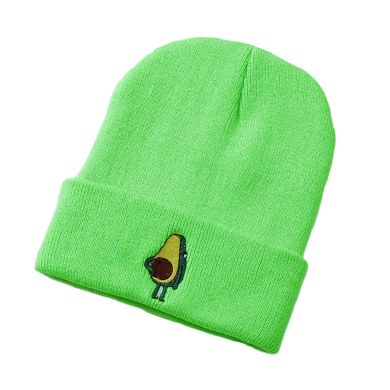 Acrylic Beanies For Winter Women\'s Hat Avocado Cartoon Knitted Hats for Men Casual Warm Hats Headwear Beanie Hat Cap Female 2022