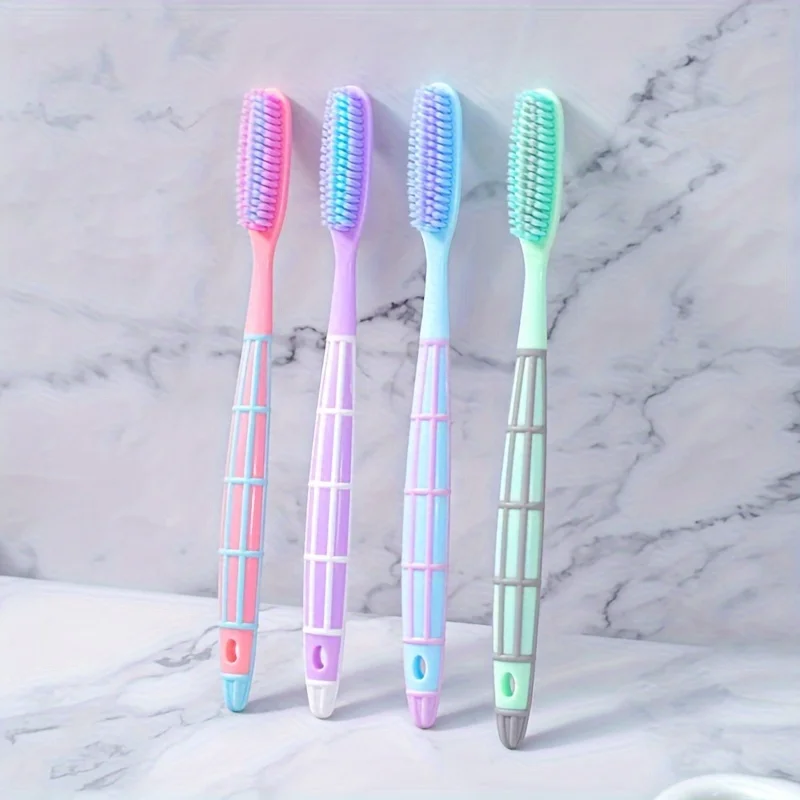 4 pz/set spazzolino da denti Super lungo in morbida pelliccia testina grande spazzolino da denti per adulti spazzolino manuale spazzolino da denti rigido