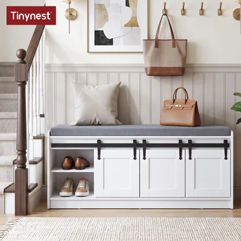 TinyNest 41.7-Inch Shoe Storage Bench with Padded Seat 1