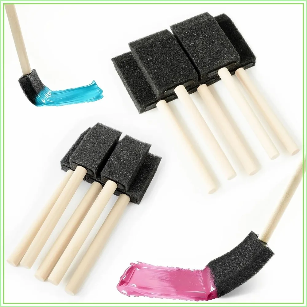 

12Pcs Foam Paint Brushes Set: 1" & 1.5" Sponge Brushes with Wooden Handle for Painting, Staining, Crafts, DIY
