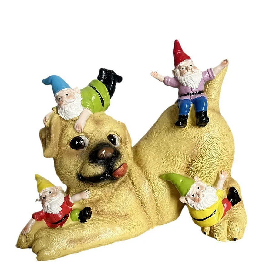 

Creative Dog And Gnome Outdoor Sculptures Christmas Animal Statues Garden Art Decoration Yard Home Decoration Desktop Ornament