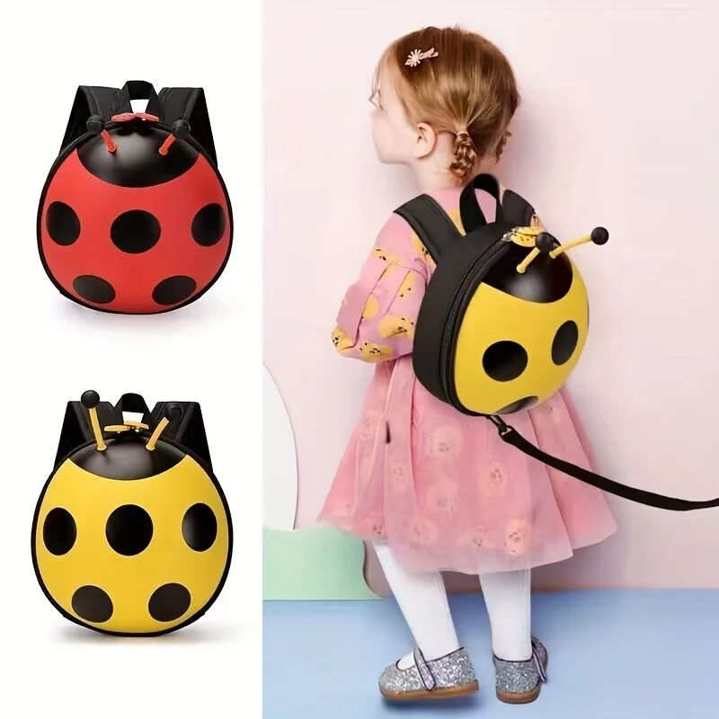 Linda mochila infantil de mariquita para niños pequeños de 1 a 3 años: diseño ligero de alta calidad y resistente a la suciedad y antipérdida con ajustable