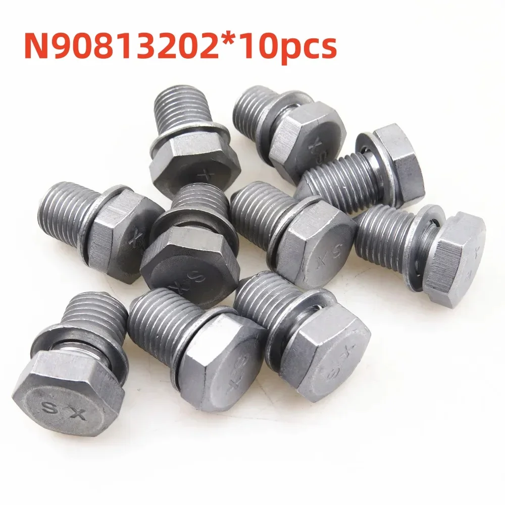 

SYX 10 Pcs Oil Drain Plug Bolt & Gasket For Audi A3 A4 A6 Q5 Q7 TT VW Passat B5 B6 Golf MK5 MK6 Beetle N90813202 N90 813 202