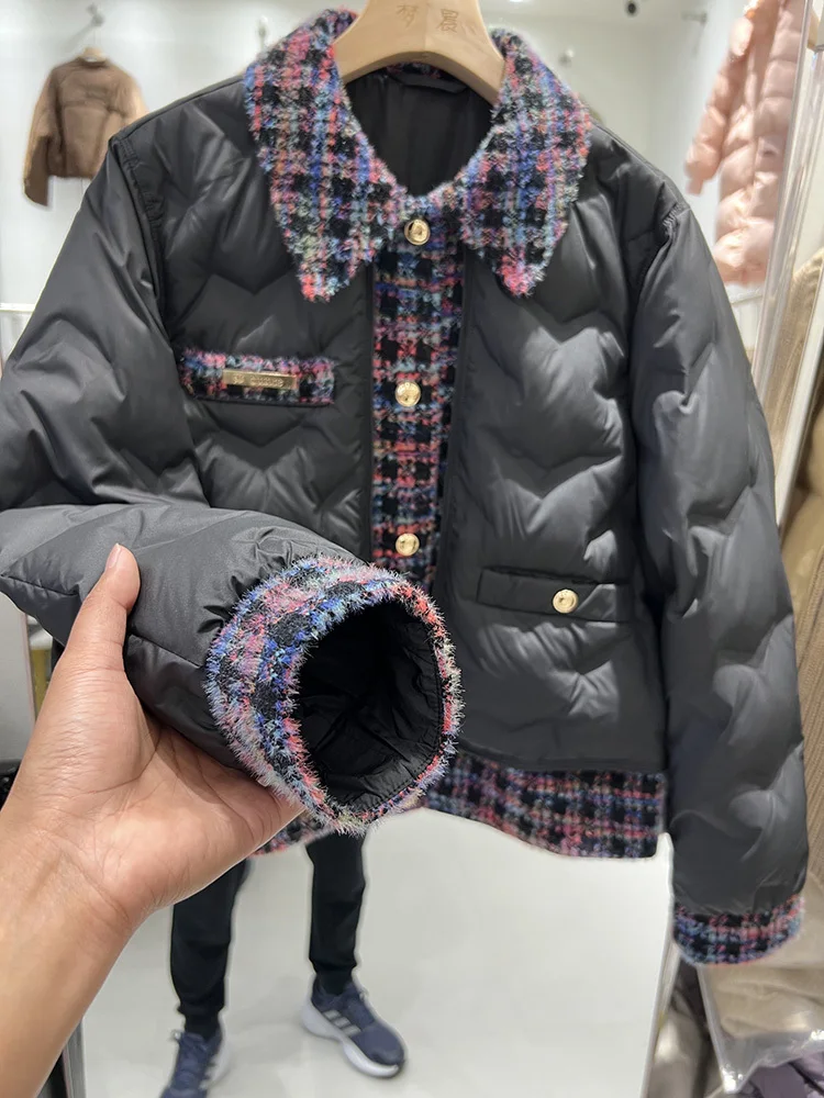 Down Jacket Women Lapel Style Fashionable Elegant 2024 New Winter Raw Edge Texture Fragrant Style Jacket