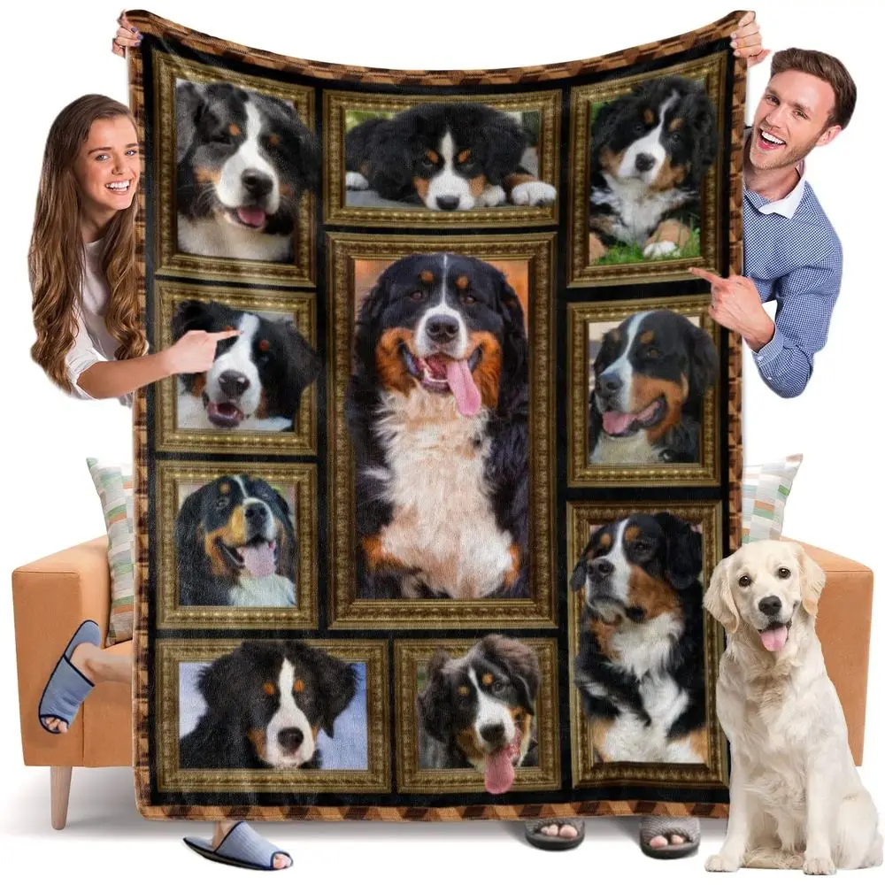 Manta de Perro de las Tierras Altas Bernasas, Mantas uzzy leece Sot, Manta Cálida y Acogedora para Viajes o Sofá, Cama, Regalo para Amantes de los Perros