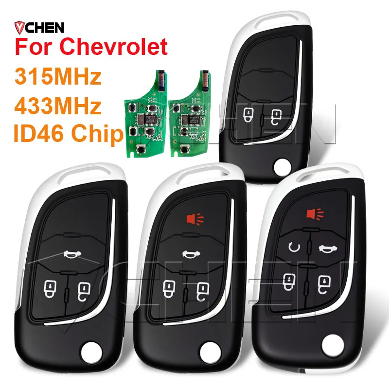 

Модифицированный откидной брелок для Chevrolet Cruze Epica Lova Camaro Equinox Impala Malibu Sonic Volt Spark 315, 433 МГц, ID46, удаленный логотип