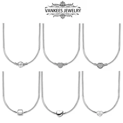 2024New Hot Sale 925 Sterling Silver Classic Heart Shaped Women's Necklace Suitable for Pendant Fashion Pendant Jewelry DIY Gift