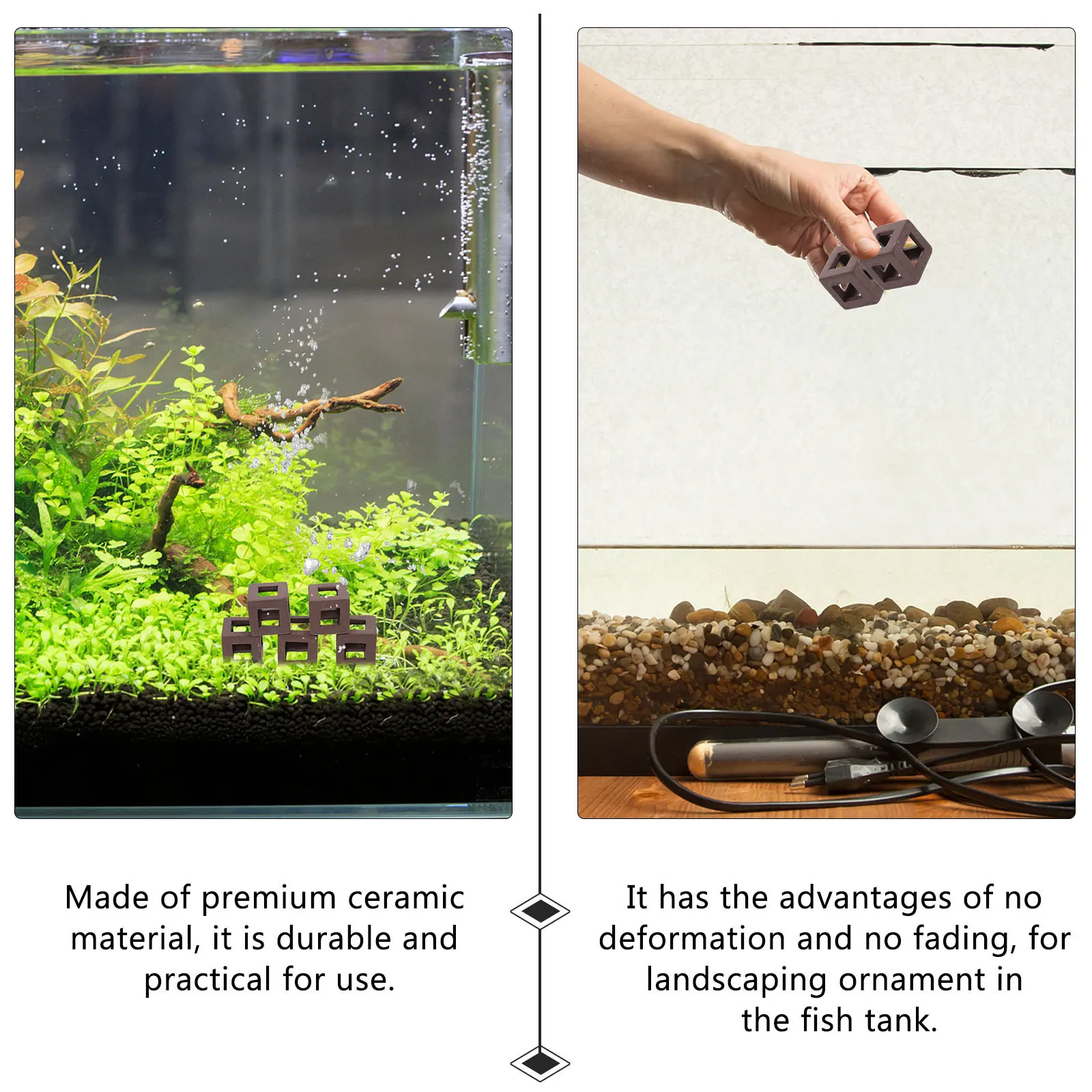 

Happyyami 5pcs Aquarium Thermometer Shrimp Cave Fish Tank Stand Hideout Air Kit Net Coffee House Feeders Clear