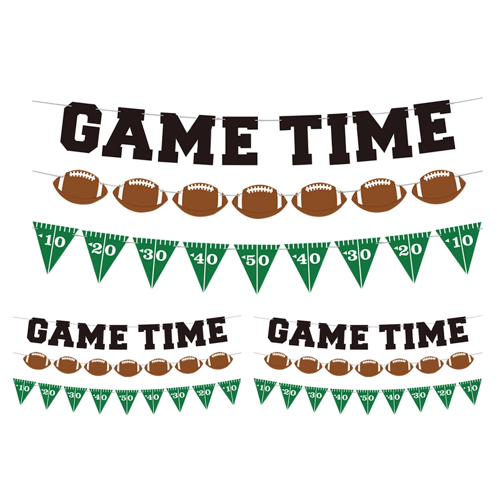

3 Sets Banner Rugby Party Decorations Football Banners Make up Bunting for Themed