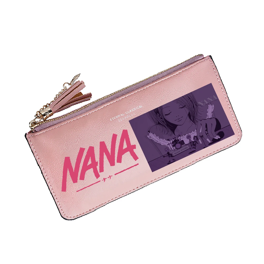 Anime NANA Women Pink Wallet Kwaii ID Card Holder borsa lunga con tasche per monete Pu Leather Money Bag Girls Phone Clutch Bag