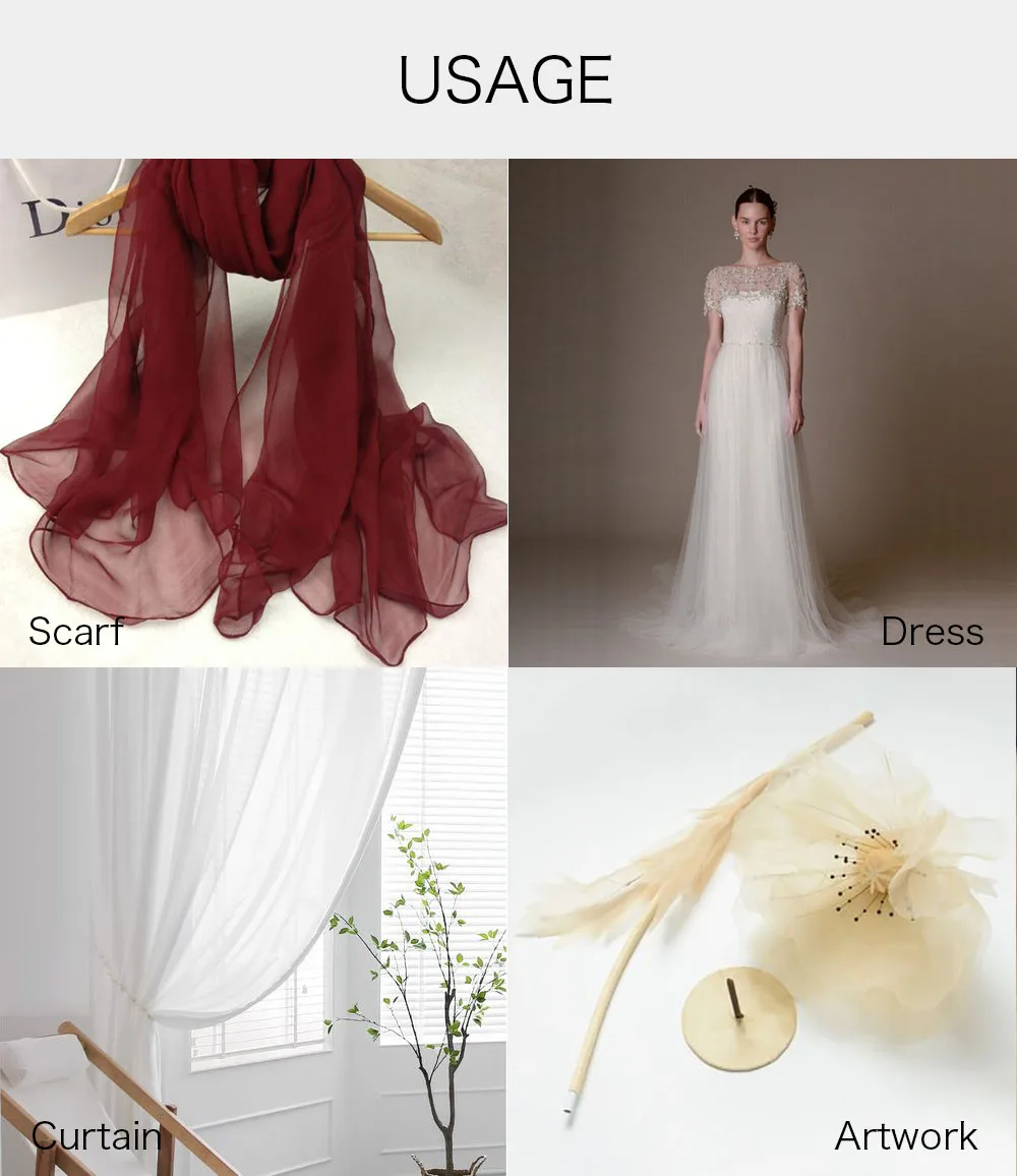 CISULI 100% Pure Silk Georgette Fabric,8momme,Width 140cm/55inch,Transparent Tulle Soie Material,Chiffon Georgette Cloth